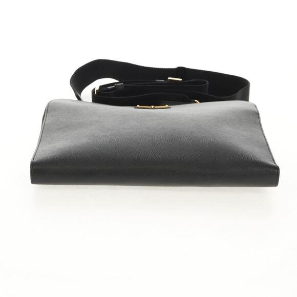 PRADA Shoulder Bag Safiano leather Black Gold Auth am10022V - Picture 5 of 16